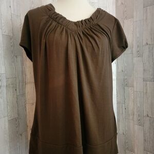Christopher & Banks brown top  shirt dleeve size large